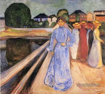 Tableaux abstraits célèbres œuvres - femmes sur le pont 1902 Edvard Munch Expressionnisme